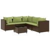 vidaXL Salon de jardin 6 pcs avec coussins Marron R&eacute;sine tress&eacute;e