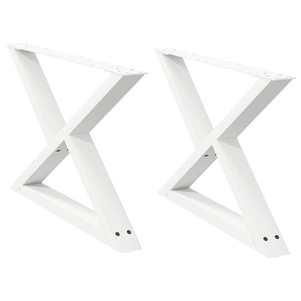 vidaXL Pieds de table basse 2 pi&egrave;ces Blanc 70 x (42-43,3) cm Acier