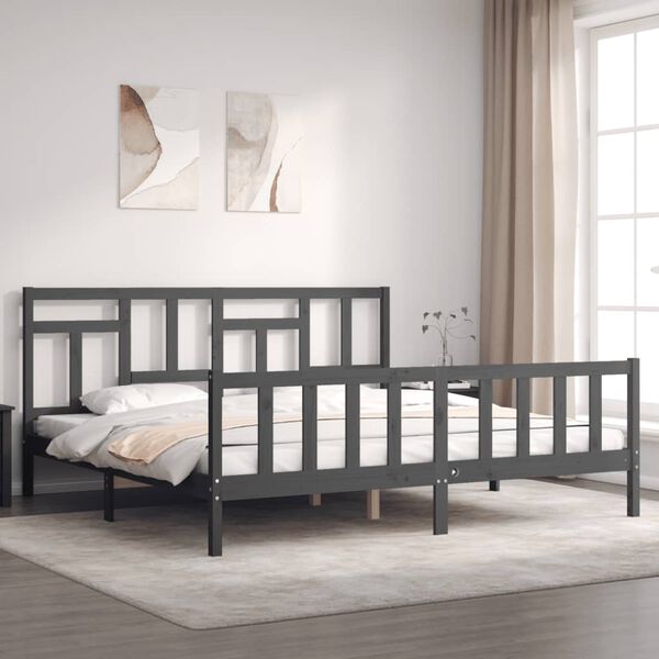 vidaXL Cadre de lit sans matelas gris 200x200 cm bois massif de pin