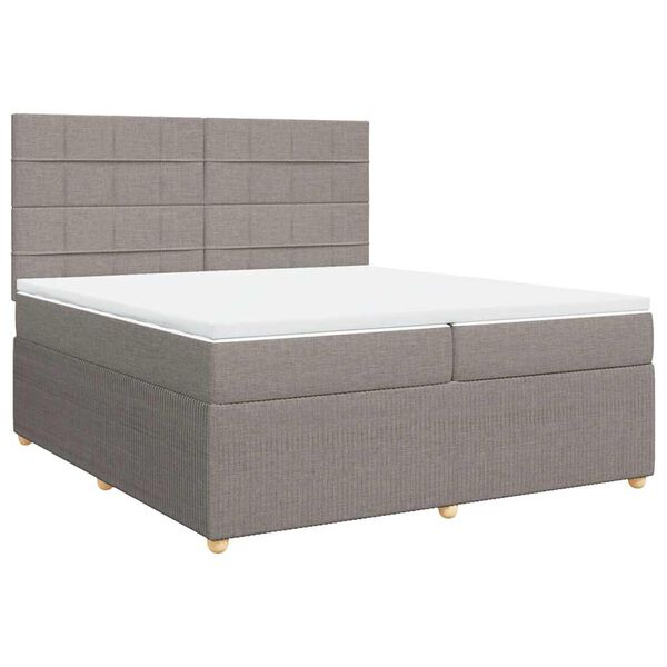 vidaXL Sommier &agrave; lattes de lit avec matelas Taupe 200x200 cm Tissu