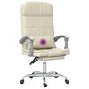 vidaXL Fauteuil de massage inclinable de bureau Cr&egrave;me Similicuir