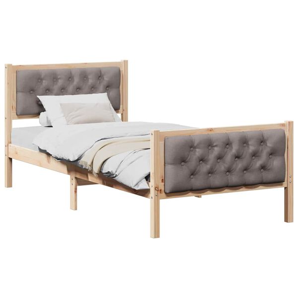 vidaXL Cadre de lit avec t&ecirc;te de lit Taupe 90 x 190 cm Pin massif