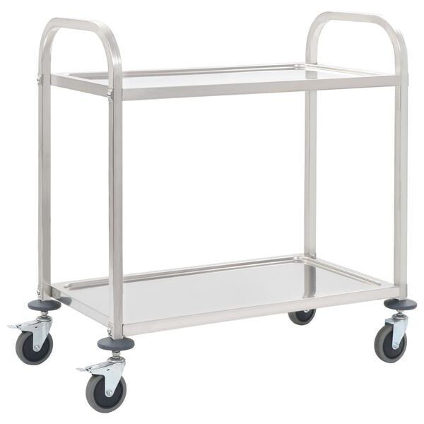 vidaXL Chariot de cuisine &agrave; 2 niveaux 95x45x83,5 cm Acier inoxydable