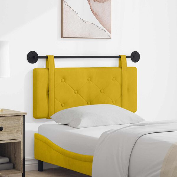 vidaXL T&ecirc;te de lit suspendue Jaune 110 x 55 x 5 cm Velours