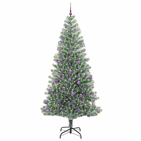 vidaXL Arbre de No&euml;l artificiel floconn&eacute; de neige avec lumi&egrave;re LED