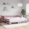 vidaXL Lit de jour avec lit gigogne et matelas rose 100x200 cm velours