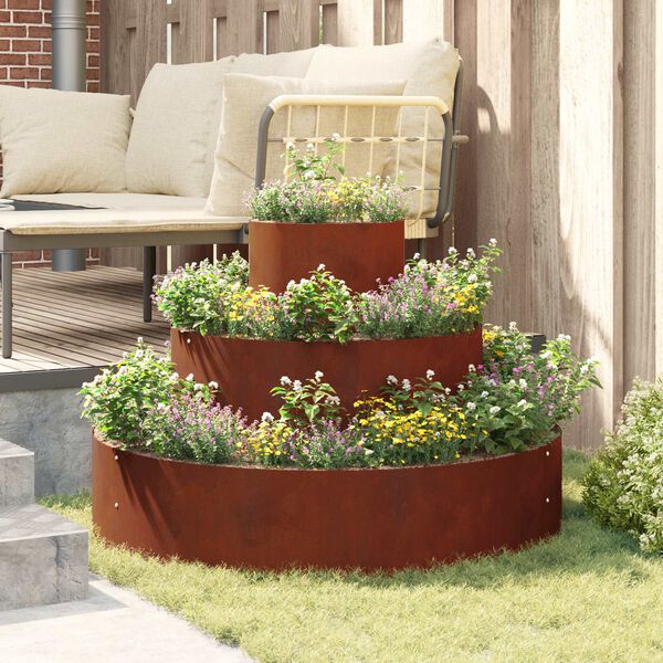 vidaXL Cache-pot de jardin Marron 90 x 90 x 20 cm Acier patin&eacute;
