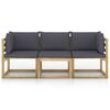 vidaXL Canap&eacute; de jardin 3 places avec coussins anthracite