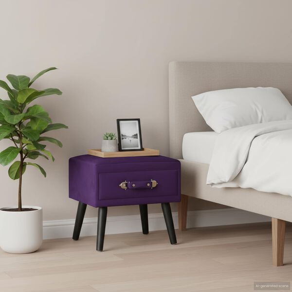 vidaXL Table de chevet Violet fonc&eacute; 40x35x40 cm Velours