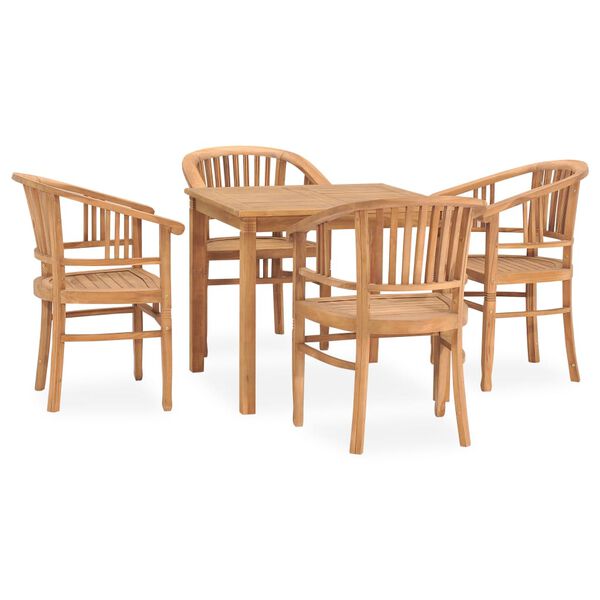 vidaXL Ensemble &agrave; manger de jardin 5 pcs bois de teck solide