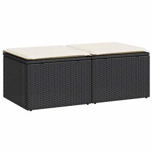 vidaXL Salon de jardin avec coussins 2 pcs noir r&eacute;sine tress&eacute;e acacia