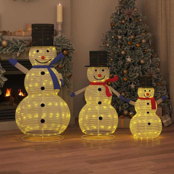 vidaXL Famille de bonhommes de neige de Noël 3 pcs Blanc chaud