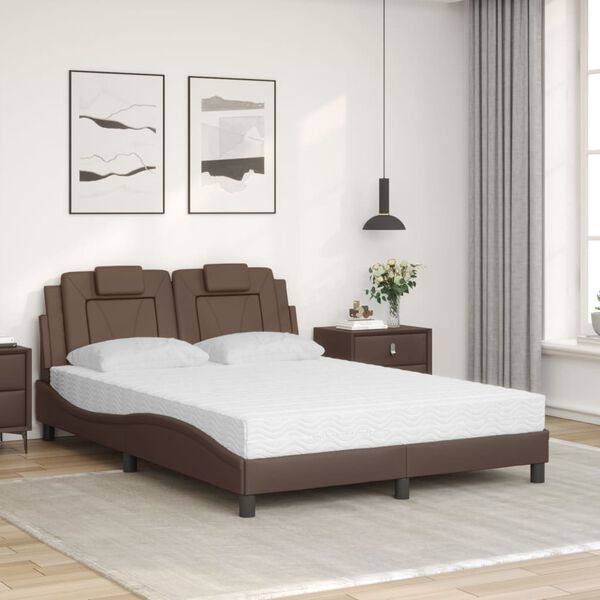vidaXL Lit Viana avec matelas marron 140x190 cm similicuir