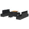 vidaXL Ensemble de canap&eacute; de jardin 9 pc 8-Nombre de places Noir