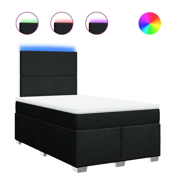 vidaXL Sommier &agrave; lattes de lit avec matelas noir 120x190 cm tissu