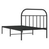 vidaXL Cadre de lit m&eacute;tal sans matelas avec t&ecirc;te de lit noir 107x203cm