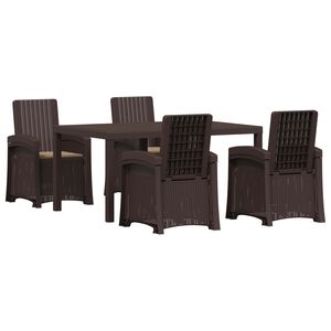 vidaXL Ensemble de salle &agrave; manger pour jardin 5 pc Marron et taupe PP