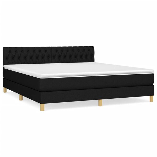 vidaXL Sommier &agrave; lattes de lit avec matelas Noir 180x200 cm Tissu