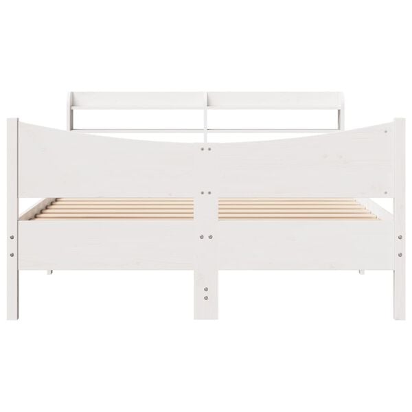 vidaXL Cadre de lit avec tête de lit blanc 135x190 cm bois pin massif