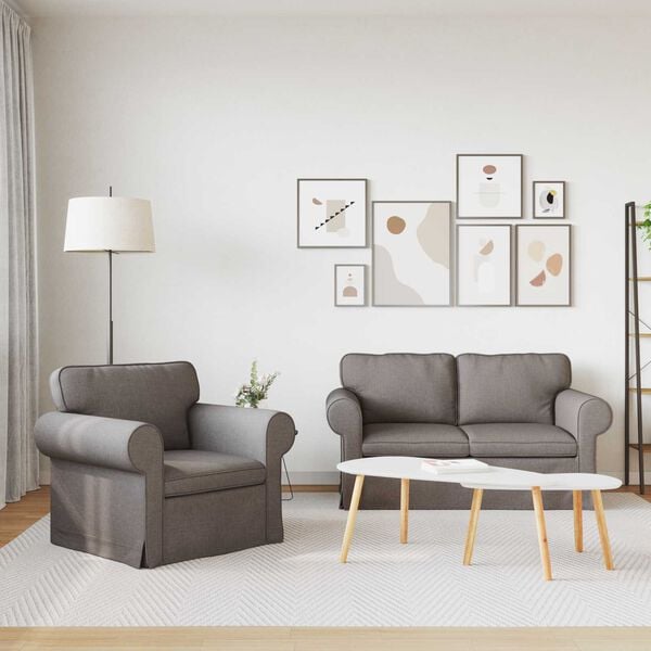 vidaXL Canap&eacute; 2 pcs Taupe 155 x 82 x 80 cm tissu