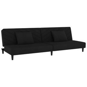 vidaXL Canap&eacute;-lit &agrave; 2 places avec deux oreillers Noir Velours