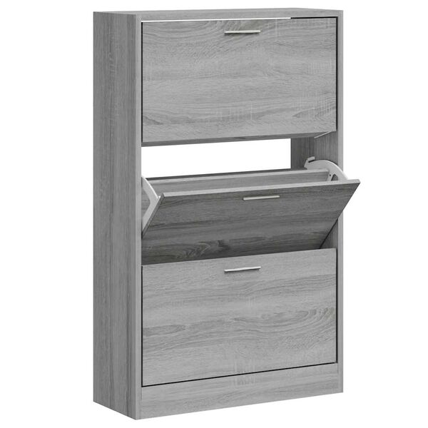 vidaXL Armoire &agrave; chaussures Sonoma gris 63x24x103 cm Bois d'ing&eacute;nierie