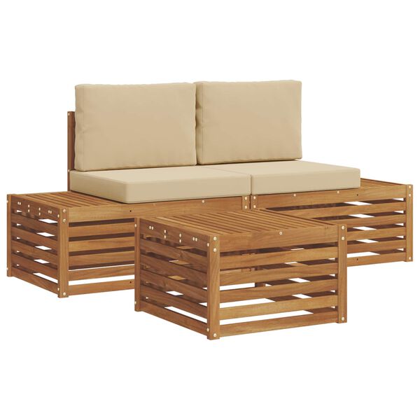 vidaXL Ensemble de canap&eacute;s d'ext&eacute;rieur 3 Pi&egrave;ce Naturel et Beige