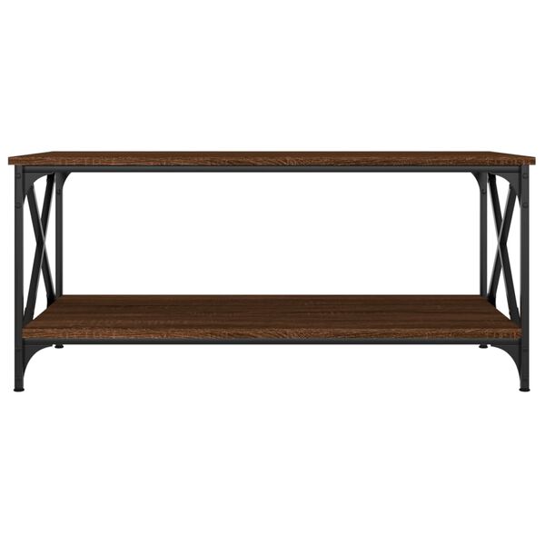 vidaXL Table basse Ch&ecirc;ne marron 100x50x45 cm Bois d'ing&eacute;nierie et fer