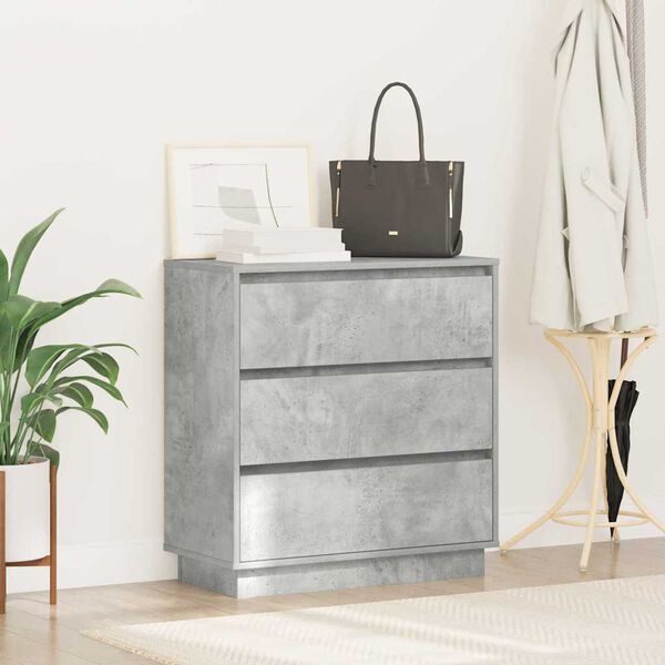 vidaXL Cabinet de chevet avec tiroir Gris b&eacute;ton 71 x 34,5 x 75 cm