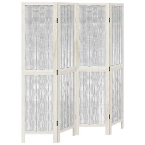 vidaXL Cloison de s&eacute;paration 4 panneaux blanc bois de paulownia massif