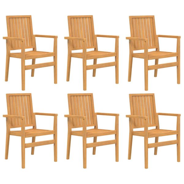 vidaXL Chaises de jardin empilables lot de 6 56,5x57,5x91 cm bois teck
