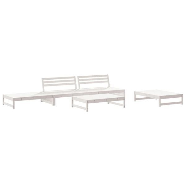 vidaXL Salon de jardin 5 pcs avec coussins blanc bois massif