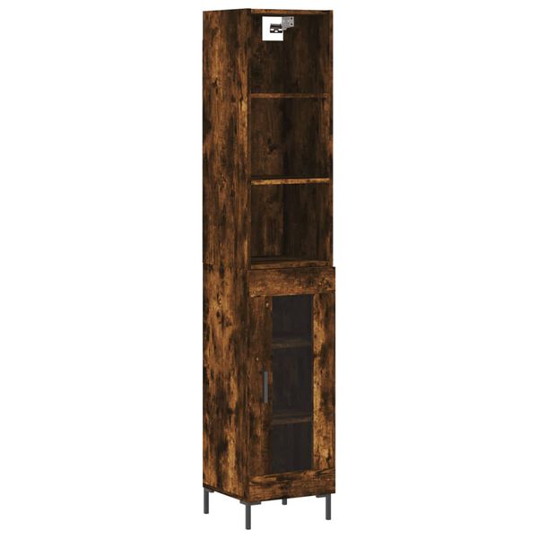 vidaXL Buffet haut Ch&ecirc;ne fum&eacute; 34,5x34x180 cm Bois d'ing&eacute;nierie