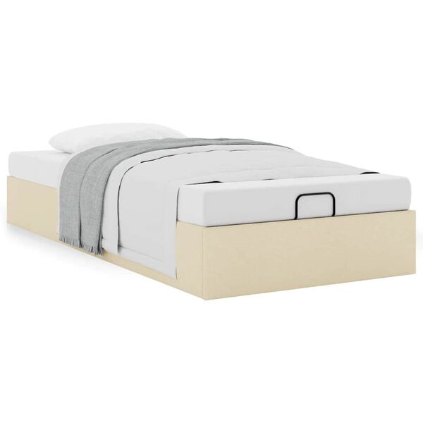 vidaXL Cadre de lit ottoman sans matelas crème 90x200 cm tissu