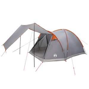 vidaXL Tente Cabane 4 personne Gris et orange Polyester et Acier