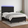 vidaXL Sommier &agrave; lattes de lit et matelas et LED Noir 140x190 cm Tissu