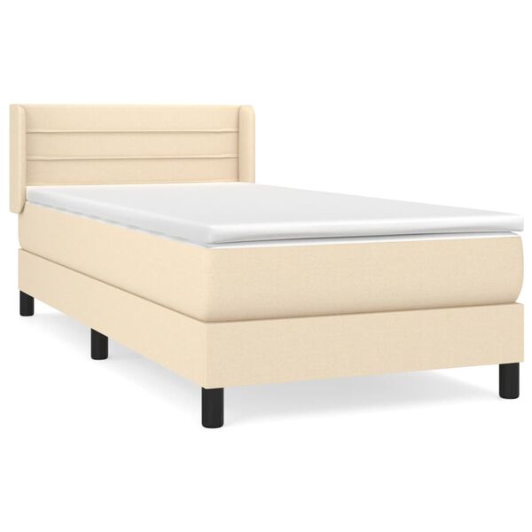 vidaXL Sommier &agrave; lattes de lit avec matelas Cr&egrave;me 100x200 cm Tissu