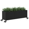 vidaXL Jardini&egrave;res et roulettes 2 pcs noir 107x32x38 cm r&eacute;sine tress&eacute;e
