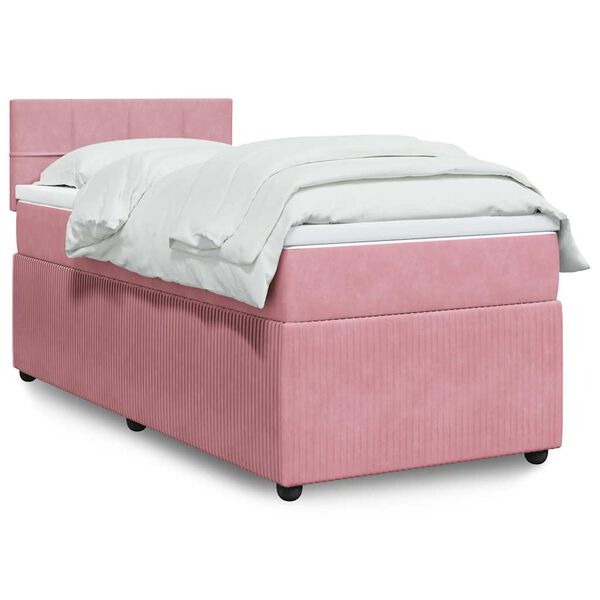 vidaXL Sommier &agrave; lattes de lit avec matelas Rose 90x190 cm Velours