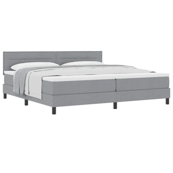 vidaXL Lit &agrave; ressorts avec matelas Gris clair 200 x 200 cm tissu