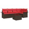 vidaXL Ensemble de canap&eacute; de jardin 6 pc Marron polyrotin
