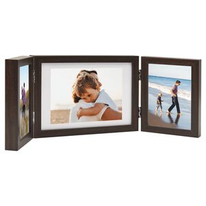 vidaXL Cadre photo d&eacute;pliable Marron fonc&eacute; 28x18 cm+2x(13x18 cm)