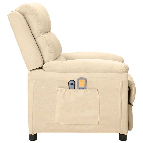 vidaXL Fauteuil électrique de massage Crème Tissu