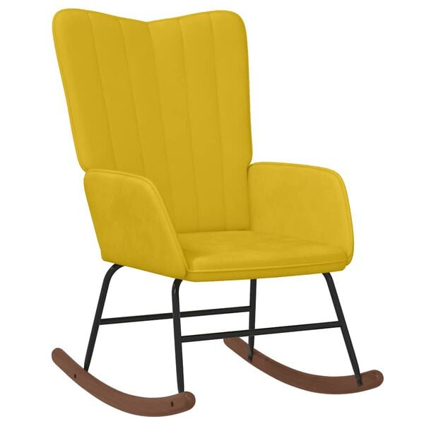 vidaXL Chaise à bascule Jaune moutarde Velours