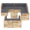 vidaXL Salon de jardin 10 pcs avec coussins Bois impr&eacute;gn&eacute; de vert