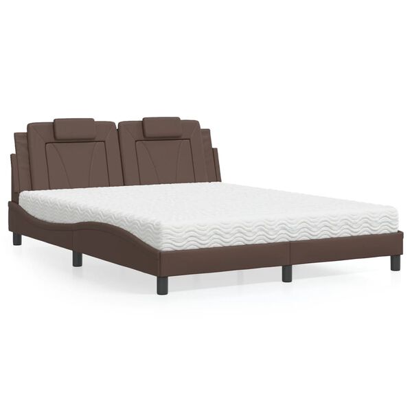 vidaXL Lit Viana avec matelas marron 160x200 cm similicuir
