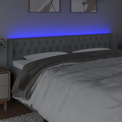 vidaXL Tête de lit à LED Gris clair 203x16x78/88 cm Tissu