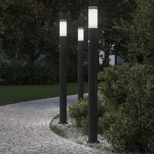 vidaXL Bornes lumineuses avec d&eacute;tecteur lot de 3 110 cm acier inoxydable IP44