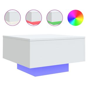 vidaXL Table basse avec lumi&egrave;res LED blanc 55x55x31 cm