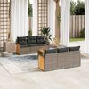 vidaXL Salon de jardin avec coussins 7 pcs gris r&eacute;sine tress&eacute;e